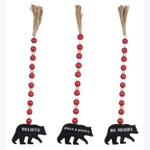 3-Piece Wood Wall Garland Set with Festive Tassel, Beads, and Bears!
